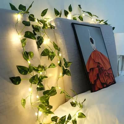 Artificial Plant leaves with 20ft LED fairy lights Dilivery Available