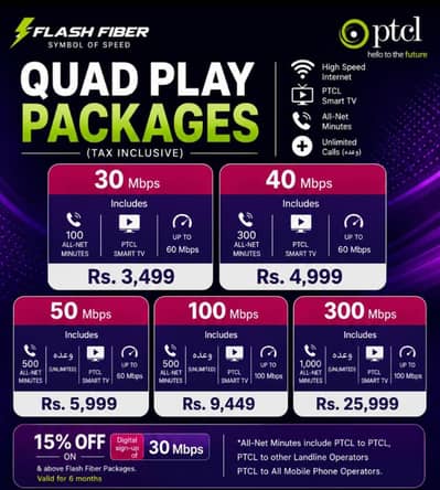 PTCL FLASH FIBER INRERNET