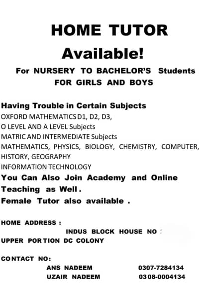 Home Tutor, Online Teaching