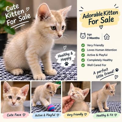 Adorable 2 Month Old Kitten Looking for a Loving Home