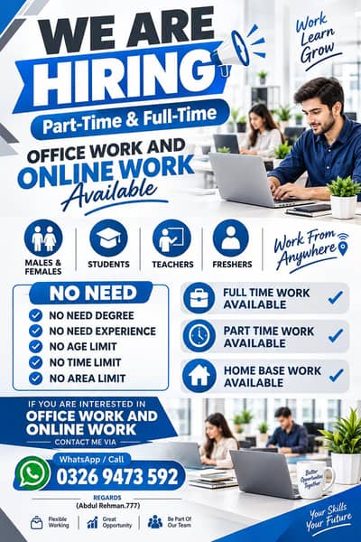 WE HIRING MALE AND FEMALES STAFF FOR OFFICE WORK