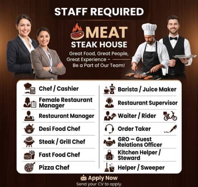 Restaurant Jobs – Chefs, Barista, Supervisor, Waiter & Kitchen Staff