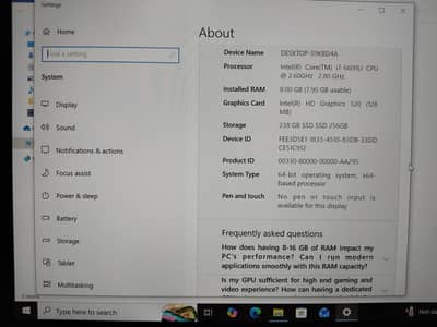 Laptop latitude E7470 i7 6th gen 8gb ram 256 gb SSD