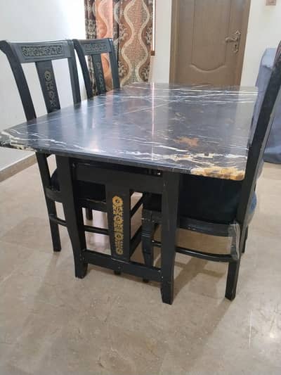 6 seater dinning table top marble farme wood
