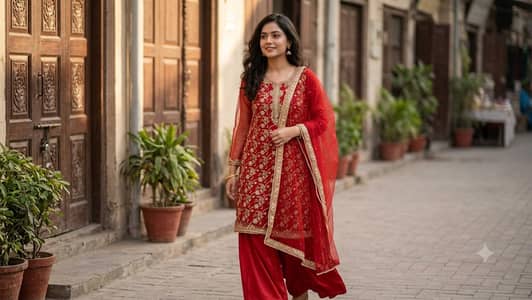 Red Embroidered dress