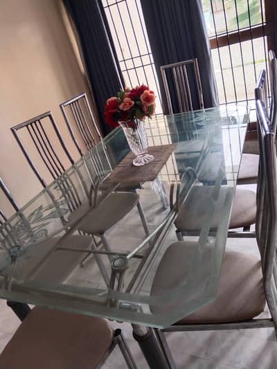 dining table glass top with 8 chairs