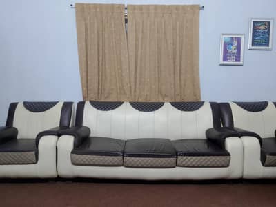 5 seater sofa set  (ragzine) chocolate brown and off white color
