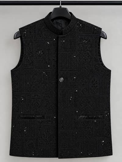 Black Embroidered Waistcoat | Small Size | New