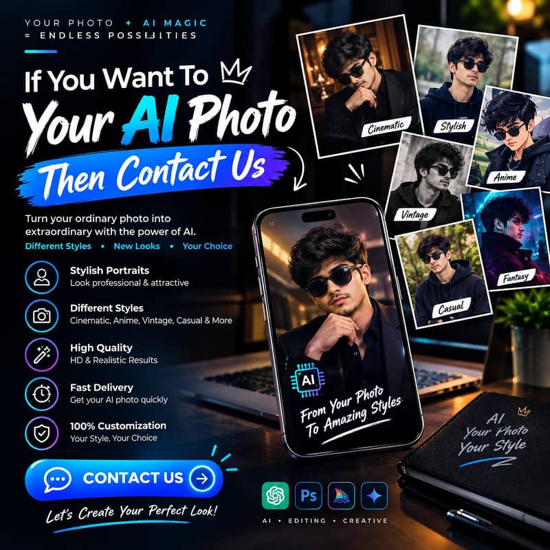 Facebook post +  Your Photo + AI = A Whole New Look! 1