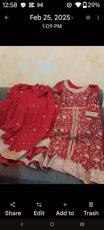 Heavy Embroidered Red Bridal/Nikkah Maxi Dress with Dupatta