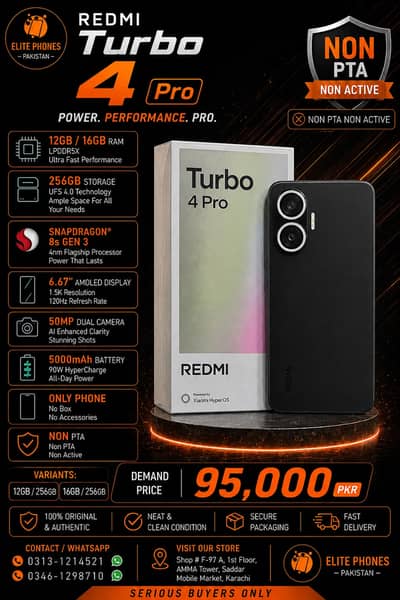 Redmi Turbo 4 pro 12GB/256GB – snapdragon 8s gen 3 – non PTA