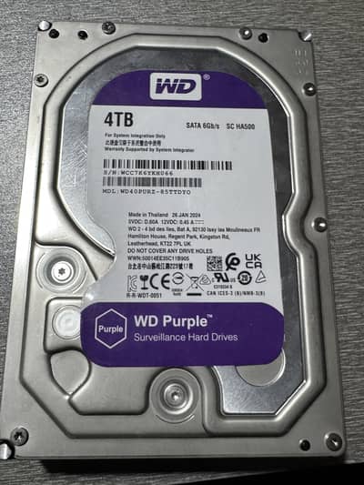 WD Purple 4TB Surveillance Internal Hard Drive Disk 3.5" 64M Cache