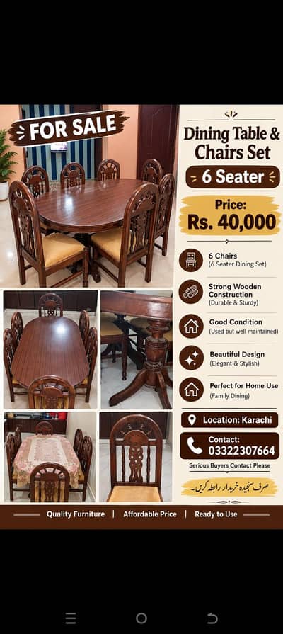 Dinning table+ 6seater