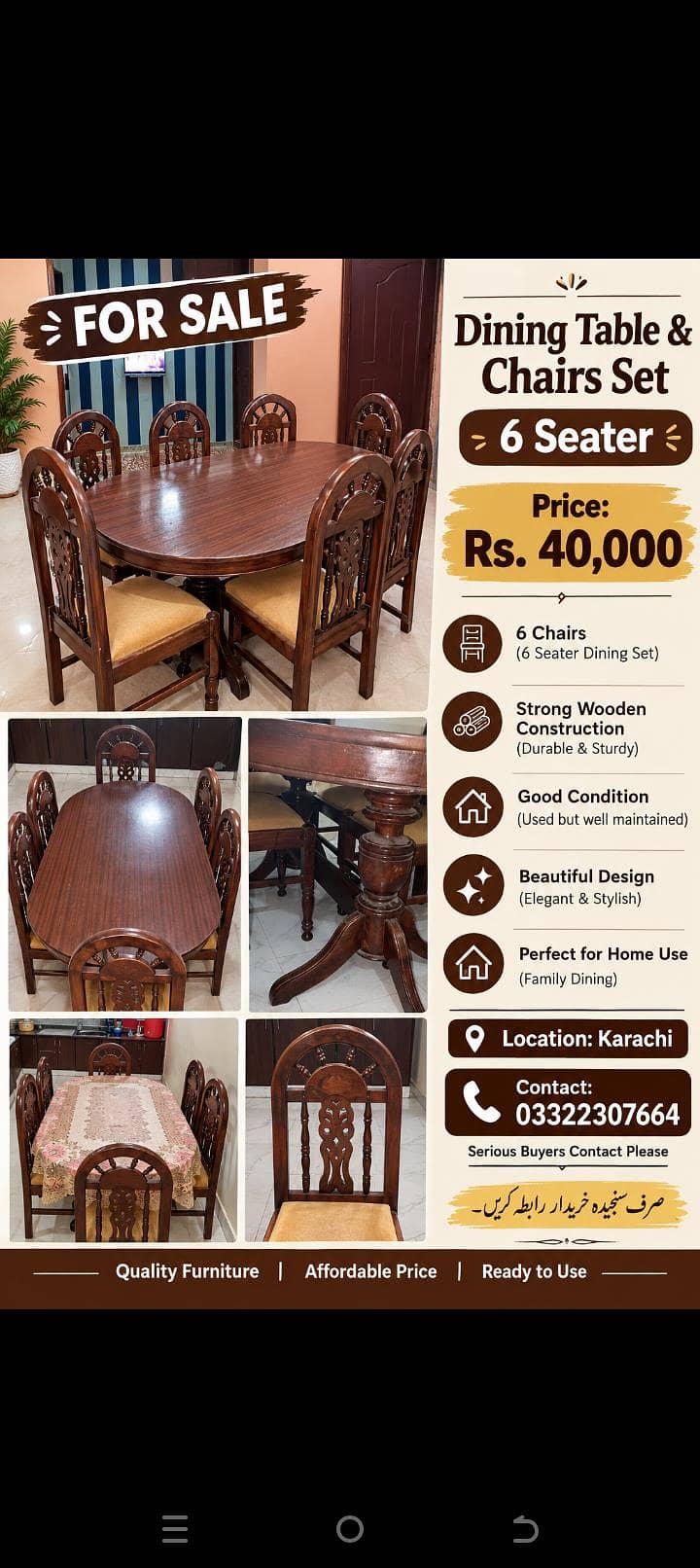 Dinning table+ 6seater 0