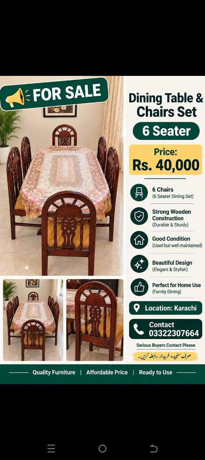 Dinning table+ 6seater 3