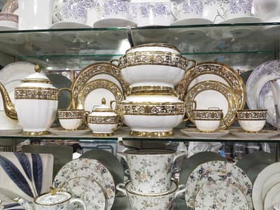 super bone dinner set 61 pices bone gold