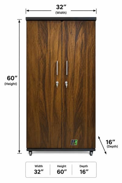 Wooden Almirah Cabinet Wardrobe Storage Cupboard (32x60x16)