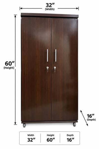 Wooden Almirah Cabinet Wardrobe Storage Cupboard (32x60x16)