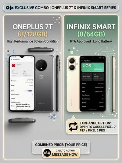 OnePlus 7T (8/128GB) & Infinix Smart (8/64GB)