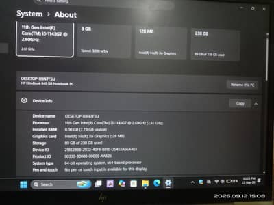 HP laptop corei5 G8