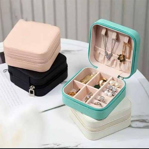 Leather jewellery organer Box with Zipper ! Ear Rings & Necklace -Bracelets Holder ! Small jewellery Box