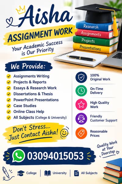 Aisha Assignment Writing & Academic Work Services | Quality Work