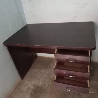 Wooden Office Study Table with 3 Drawers