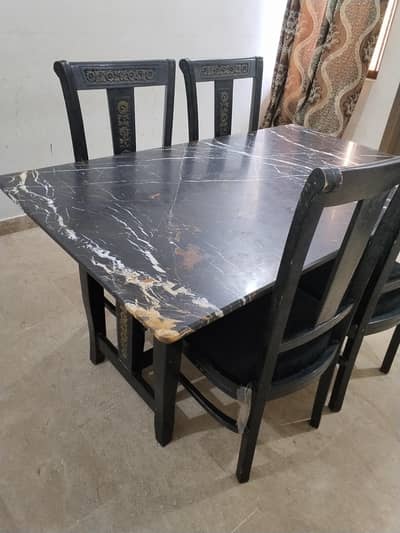 6 seater dining table with marble top