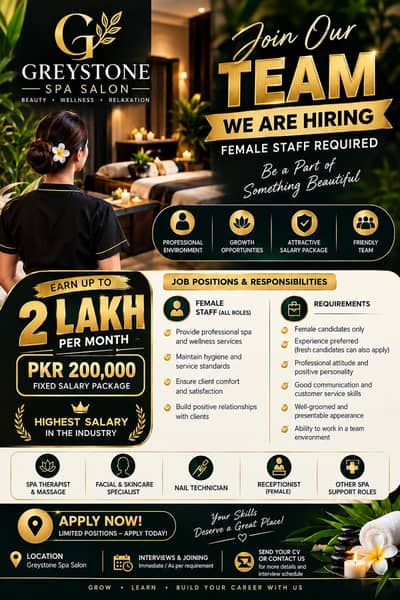 Need Female Staff Therapist For Spa Salon