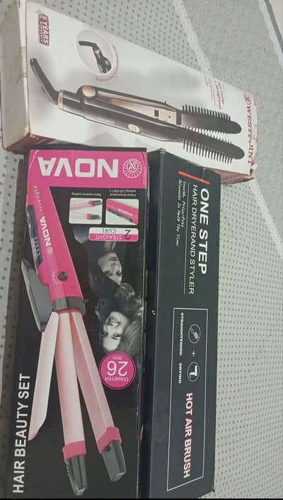 hair straightener and curiet and hot air brsh for multi purpose