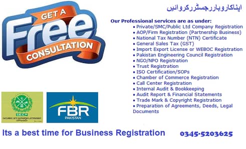 COMPANY REGISTRATION, PEC, NTN, SALES TAX, TRADE MARK, FILLER