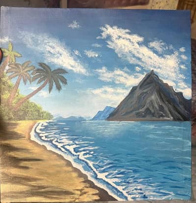 beautiful nature sea scenery painting
