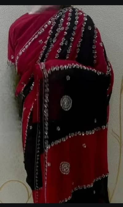 Red and black gorgeous saree