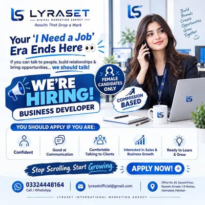 we are hiring business developer (only for females)