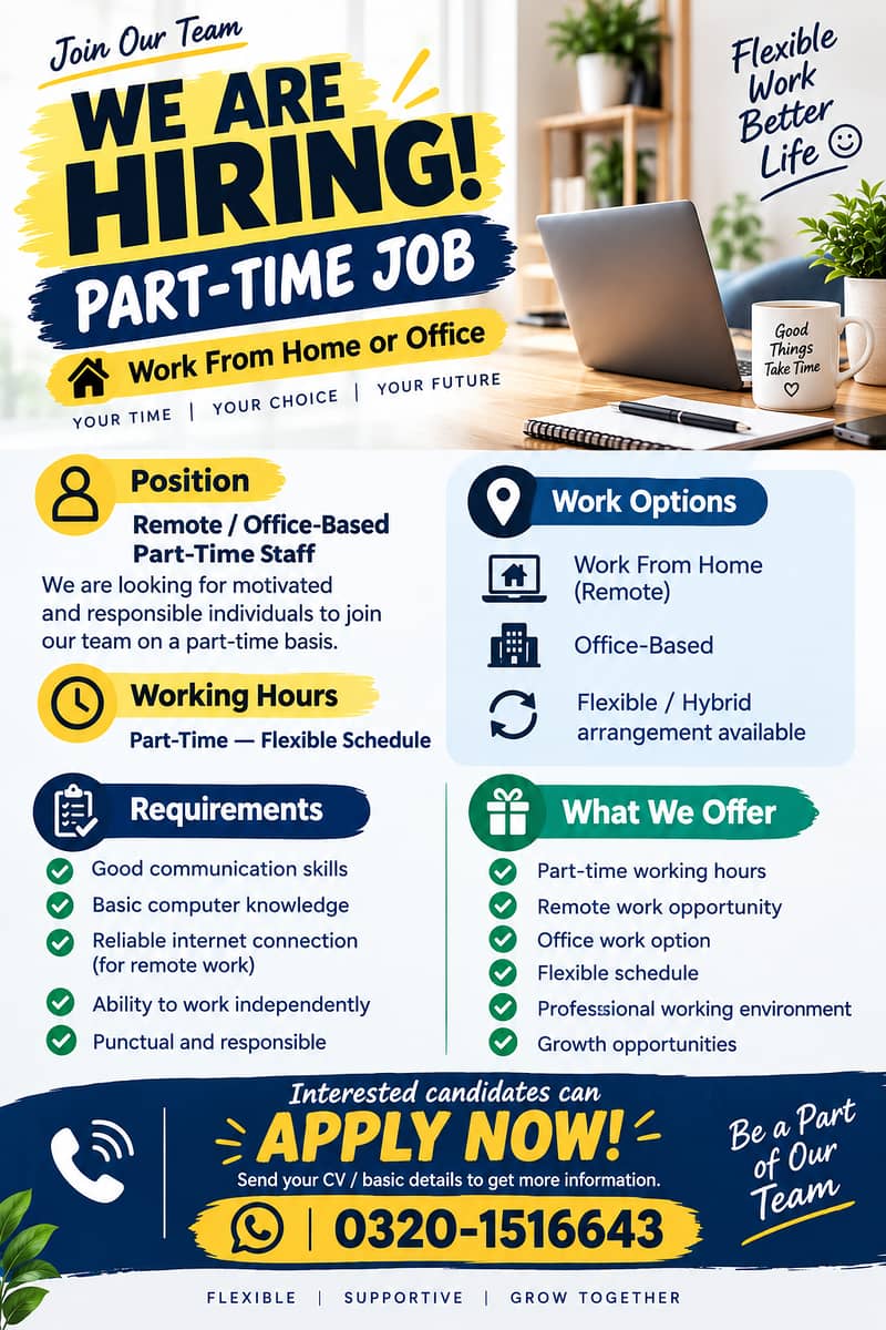Computer work office work part time work 0