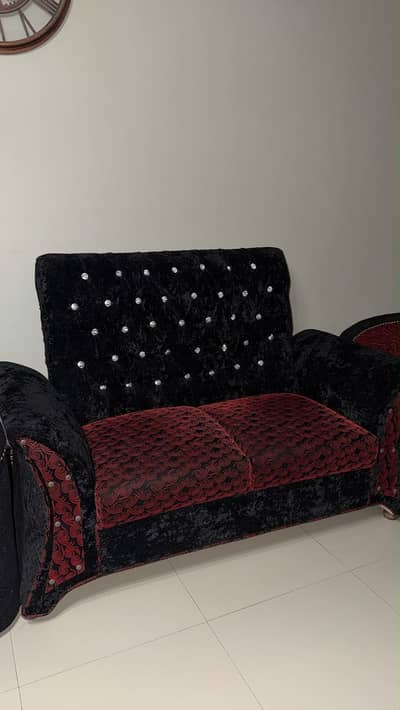 10 seater sofa set red and black very good condition