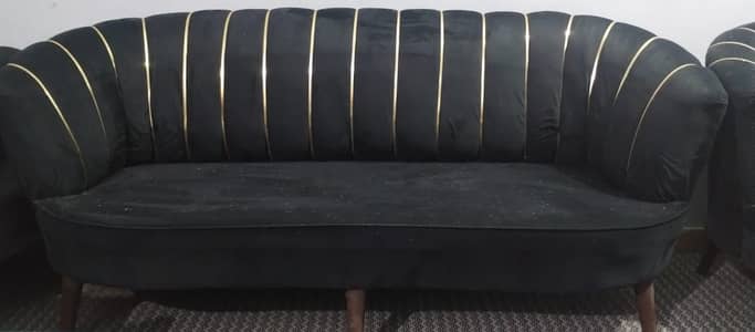 Elegant black velvet sofa set