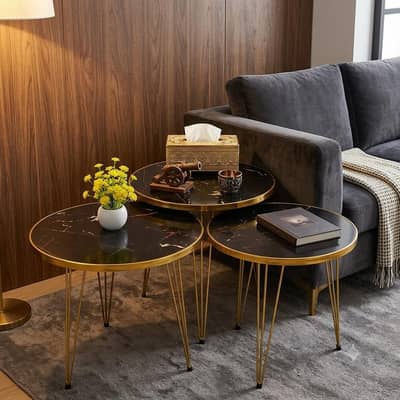 3 Pcs Coffee | Nesting Table Set for Home