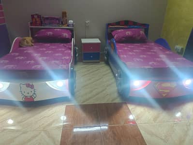 Kids car bed twin Set ( Super Man & Hello Kitty)