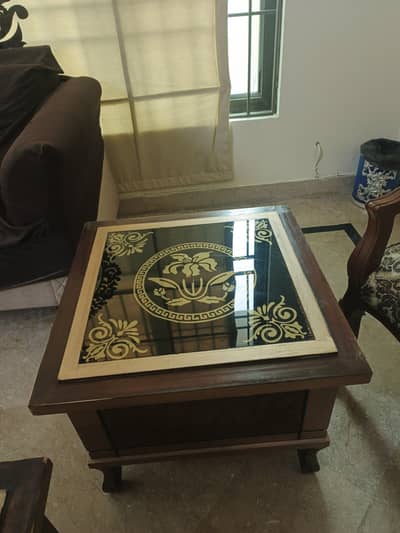 Center Table with 2 x Side Tables. Glass Tops