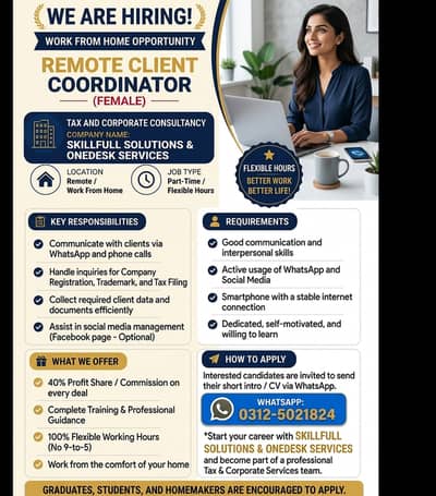  WORK FROM HOME / FEMALE JOB OPPORTUNITY 
