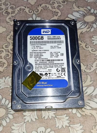 500GB WD Sata Hard Disk and 256GB Adata SSD