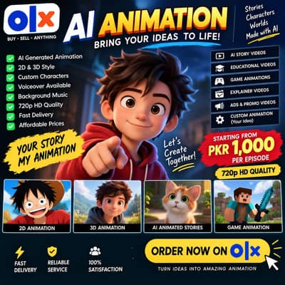 Ai animation Full series per episode charge pkr 1000