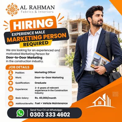 Experienced Male Marketing Person Required || Field Work