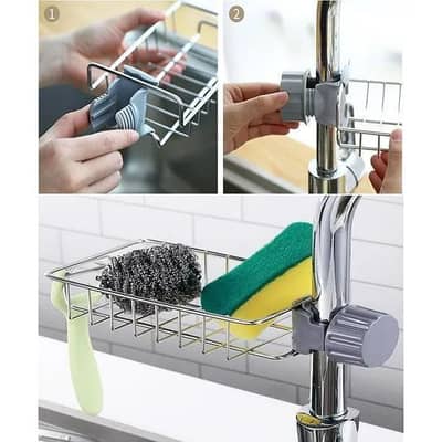 Kitchen Sink Faucet Sponge Holder – Stainless Steel Wire Rack