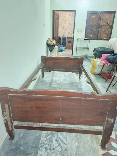 old single type bed x2 with mattress frame