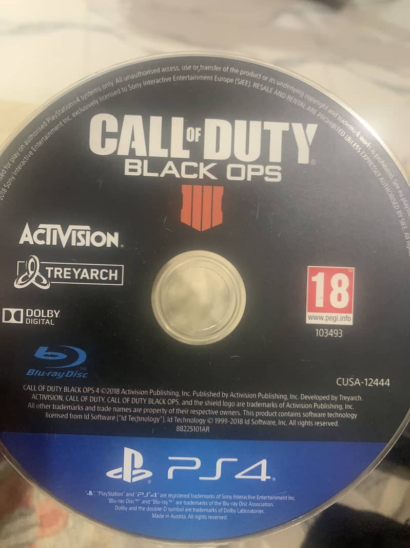 A USED COD BLACKCOP PS4 CD 0
