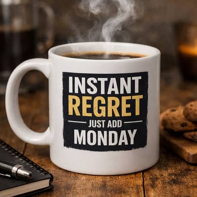 Instant Regret Just Add Monday - Mug Design Digital File