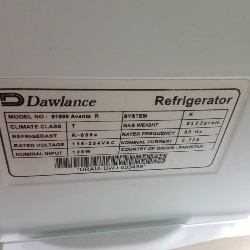 DAWLANCE REFRIGERATOR 9
