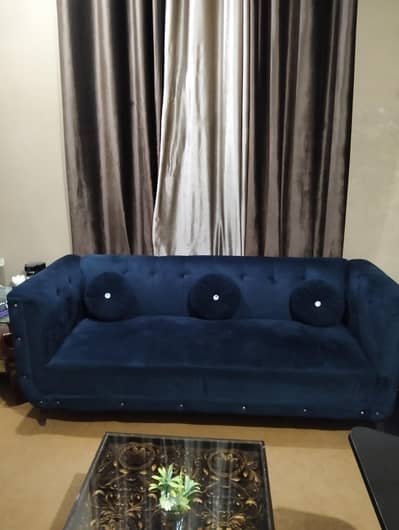 Royal blue elegant sofa 7 seater